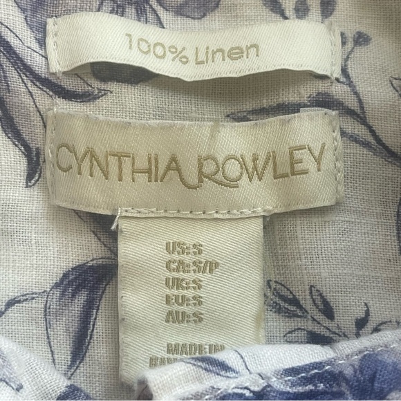 Cynthia Rowley Floral Linen Cuffed Sleeves Button Up Shirt Small - Picture 4 of 7